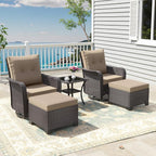 ALAULM 5-Piece Outdoor Swivel Rocking Chair Set - Image 2