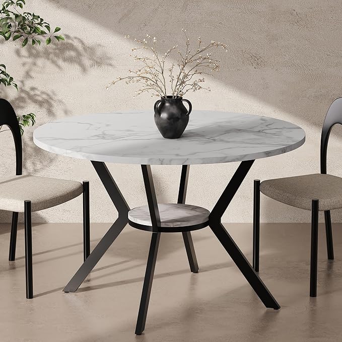 42" Round Dining Table for 2-4, Modern Kitchen Table by MECHYIN