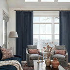 Pinch Pleat Linen Light Filtering Privacy Dark Navy Blue Curtains 50Wx105L | - Image 7