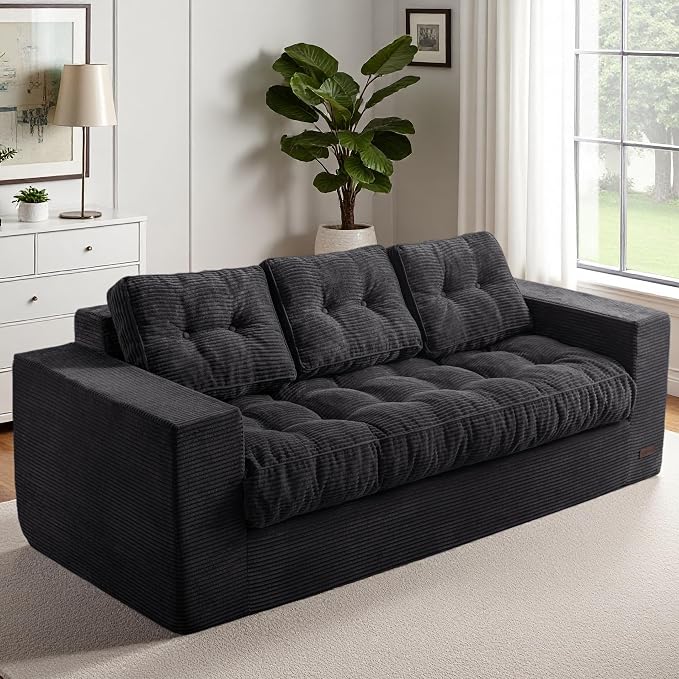 MAXYOYO Oversized Loveseat Sofa Couch, Upholstered Bean Bag Chair Cloud 3-Seat by MAXYOYO