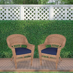 Jeco Wicker Chair with Blue Cushion, Honey/W00205- - Image 8