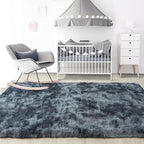 Noahas 8x10 Extra Large Tie-Dyed Blue and Grey Fluffy Area Rug Non-Slip - Image 7