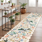 Washable Hallway 2'6x12 Runner Rug: Floral Scalloped Rug - Image 3