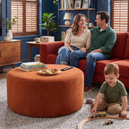BSHOMGI Round Ottoman, Corduroy Ottomans Foot Stool, 27.5" Pouf Footstool by BSHOMGI