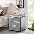 Mirrored Nightstand with 3 Drawers, Mirror End Table, Modern Bedside Table by HEPMIMZHU