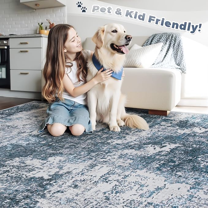 pmtsns Area Rugs 6x9 for Living Room: Washable Rug Modern Abstract Neutral Soft - Image 5
