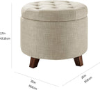 Amazon Basics Round Storage Ottoman Foot Rest, Button Tufted Upholstered - Image 3