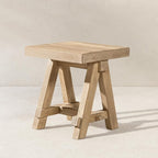 Hawthorne 18" Square Reclaimed Elm Trestle Side Table Heritage Light Natural - Image 3