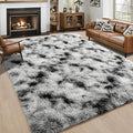 5x7 Black and White Fluffy Soft Area Rug Non-Slip by ModernHomeDecor