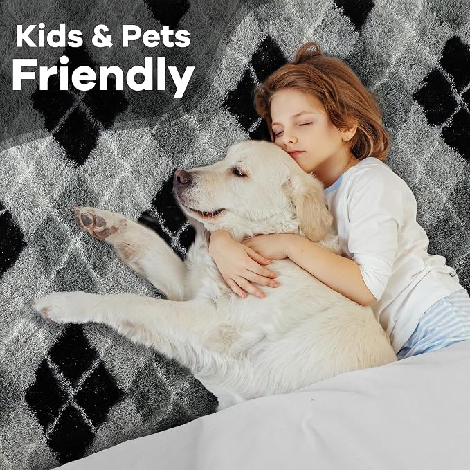 6x9 Large Black and Grey Fluffy Area Rug Non-Slip - Image 6