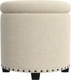 HomePop Home Decor | Upholstered Round Storage Ottoman - Image 6