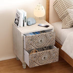 SUNBURY Nightstand w 2 Drawers, End Table Living Room Small Side Table - Image 2