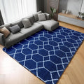 5x7 Area Rugs for Living Room Boys Bedroom, Fluffy Navy Blue and White Rug | by ONASAR