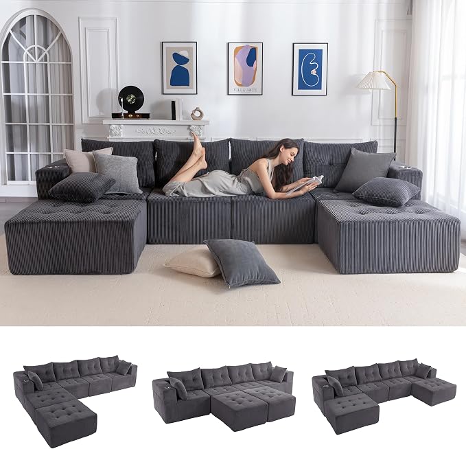 MAXYOYO 129.5" Modular Sectional Sofa Couch, U Shaped Modern Cloud Couch by MAXYOYO