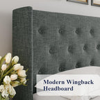 Allewie Queen Size Lift Up Storage Bed, Button Tufted Headboard - Image 4