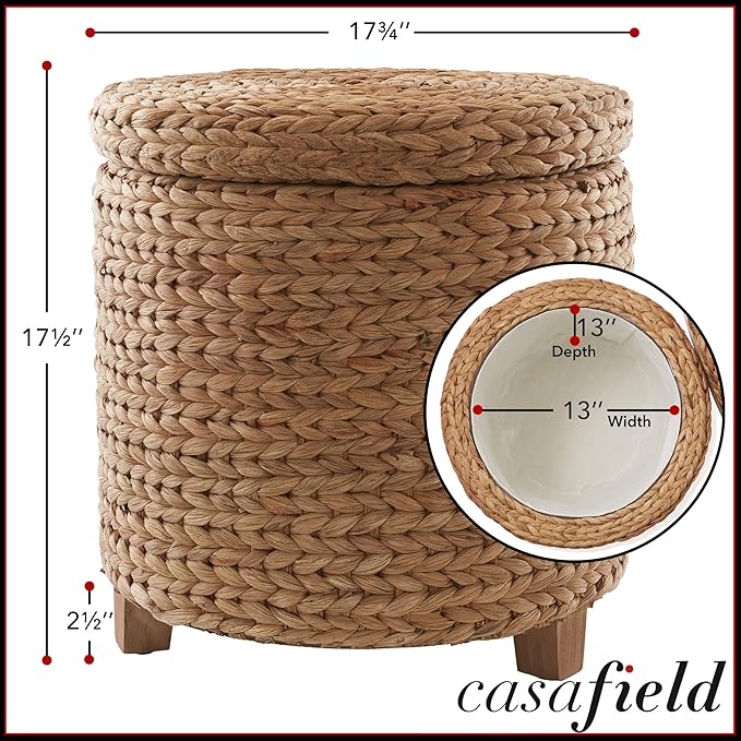 Casafield 17" Round Storage Ottoman - Image 3