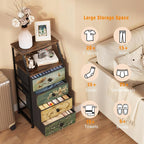 Tohomeor Dresser with Fabric Drawers Nightstand with 2 Tier Shelf Storage Tower - Image 4