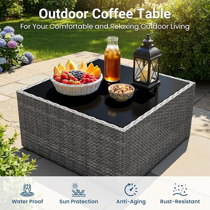 Wisteria Lane 5-Pieces Outdoor Patio Furniture Set, All Weather Wicker Rattan - Image 7