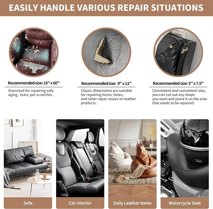 ONine Leather Repair Patch, Self-Adhesive Couch Patch, Car Seats Backpack - Image 4