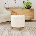 Homepop Home Decor | Upholstered Round Tufted Foot Rest Ottoman | Ottoman - Image 2