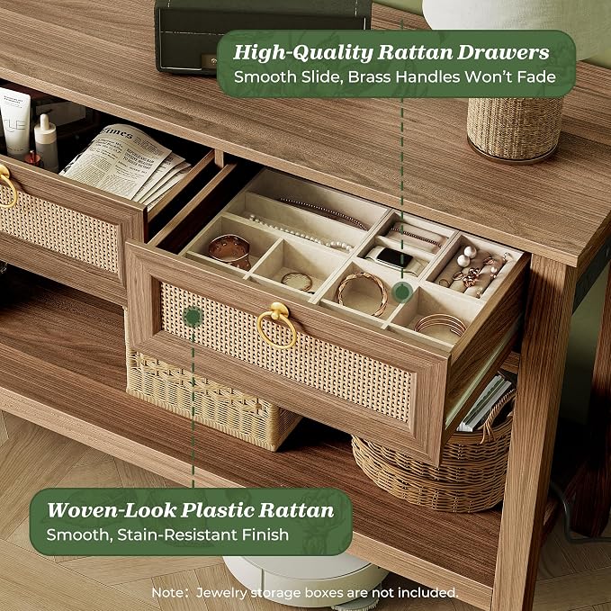 SUPERJARE Rattan Console Sofa Table - Image 7
