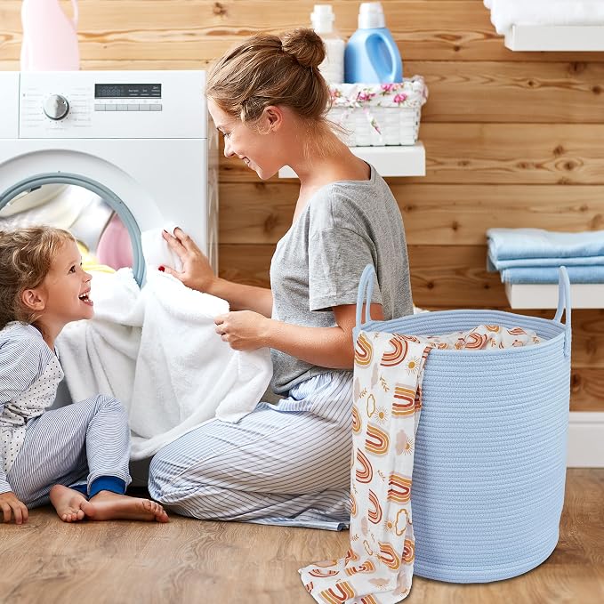 XUANGUO Cotton Rope Laundry Basket Hamper - Image 4