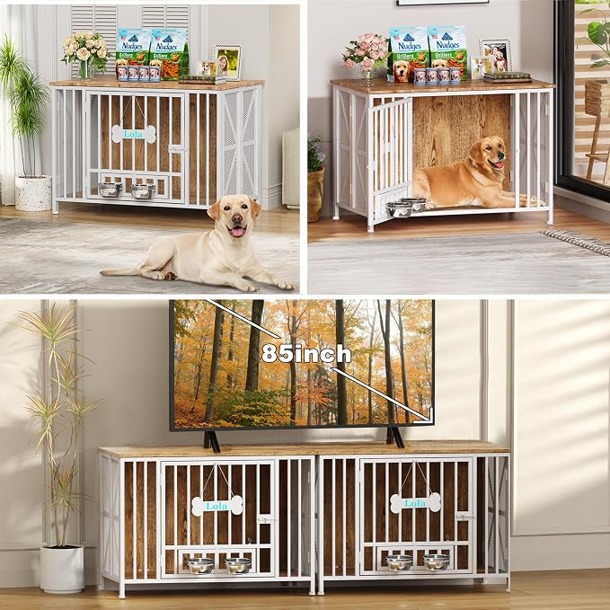 Easycom Foldable Large Dog Crate Furniture, 41.3" Assembly-Free Dog Crates - Image 7