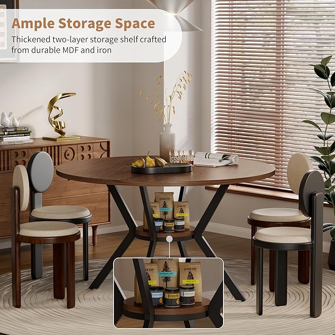 42" Round Dining Table for 4, Farmhouse Kitchen Table - Image 2