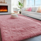 Blush Pink Fluffy Shag Area Rugs by PAGISOFE