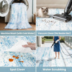 10x12 Washable Area Rug for Living Room Bedroom: Non-Slip Modern Light Blue | - Image 6