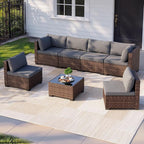 Qsun 7 Pieces Patio Furniture Set, Outdoor Sectional Rattan Sofa Set, Wicker - Image 7