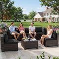 LEVELEVE 7 Pieces Outdoor Patio Furniture Sets, Rattan Conversation Sectional by Enjoyyourlife
