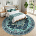 RELEANY Washable Area Rug, Round 10ft, Teal | Non-Slip, Water Repellent - Image 2