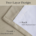 Burlywood Birch 100% Black Out Pinch Pleat Linen Curtains 100 Inches Long | - Image 5