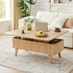 3 in 1 Lift Top Coffee Table, Fluted Convertible Coffee Tables Converts to by ORRD