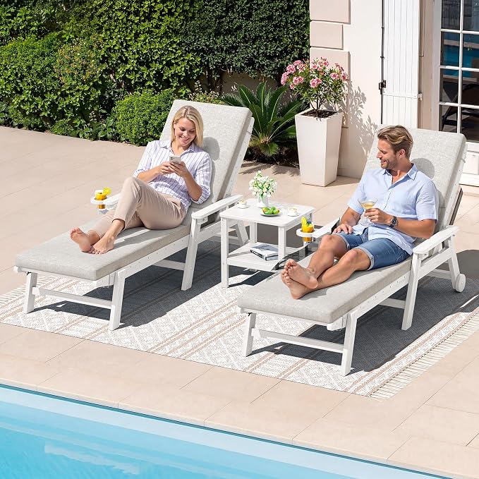 SERWALL Outdoor Chaise Lounge Cushions Set of 2 - Image 2