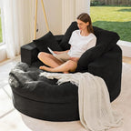 MAXYOYO Oversized Round Chaise Lounge Sofa, Upholstered Lounge Chair by MAXYOYO