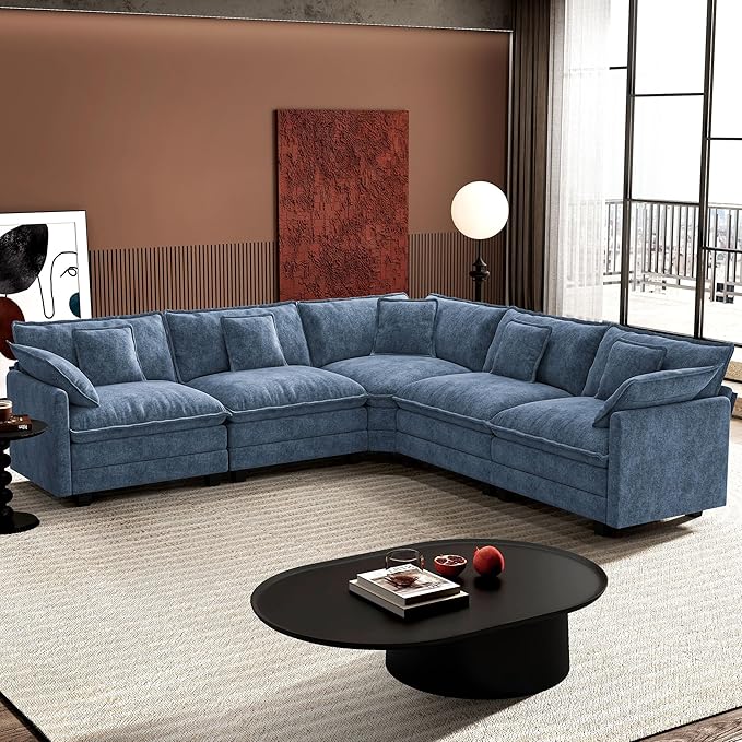 Ihanherry 114" V-Shaped Modern Sofa Modular Sectional Cloud Couch by iHanHerry
