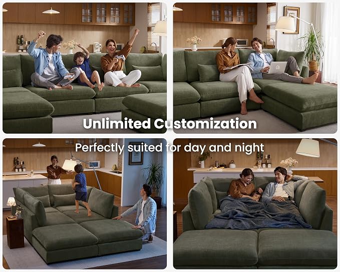 CHIC HOUSE Module for Modular Oversized Couch, Corduroy Customizable Chaise - Image 4