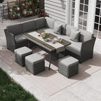 KIGOTY 7 Piece Patio Furniture Set, Outdoor PE Wicker Rattan Outdoor Dining Set by KIGOTY