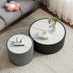 2-Piece Round Nesting Coffee Table Set, 29.52" Marble Coffee Table and End - Image 4