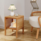Aklaus Rattan Side Table Small End Table mid Century Living Room Wood Vintage - Image 6