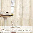 Beige 60 Inches Long Linen Curtains - Image 8