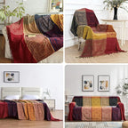 Boho Throw Blanket, Chenille Jacquard Tassels Throw Blankets - Image 4
