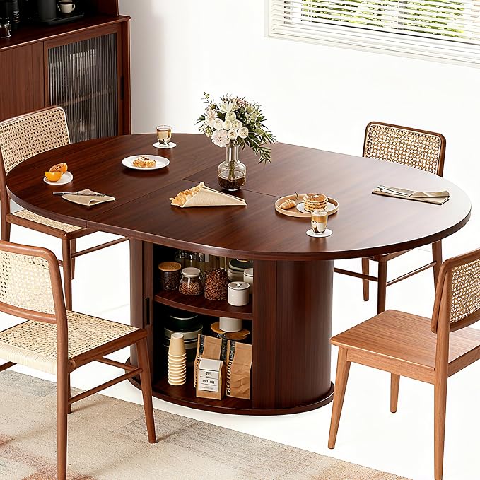 Extendable Round Dining Table for 2-4-6, 63 Inch Dining Room Kitchen Table by WildhomeYourHomeFurnishingSolution