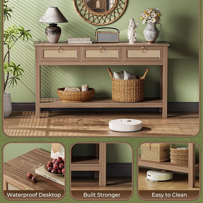 SUPERJARE Rattan Console Sofa Table - Image 8