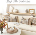 Boho Decorative Throw Pillow Cover 22x22 Square Brown Accent Pillowcase Tassels - Image 7