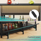 L-Shaped Home Bar Unit with Wine Glasses Holder and LED Light, Modern Bar Table - Image 9