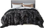 Bedsure GentleSoft Fluffy Tie Dye Black Blankets Queen Size by Unknown