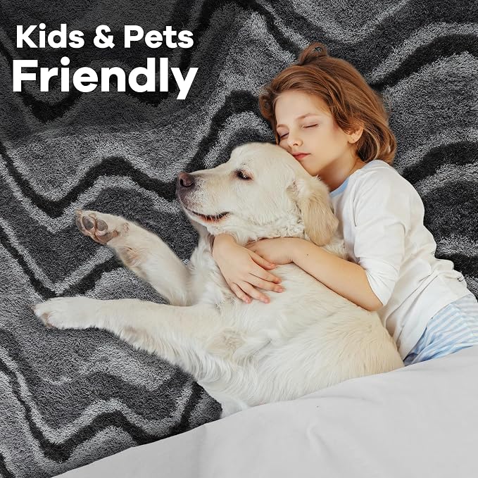 Noahas 6x9 Large Grey Fluffy Soft Area Rug Non-Slip - Image 6